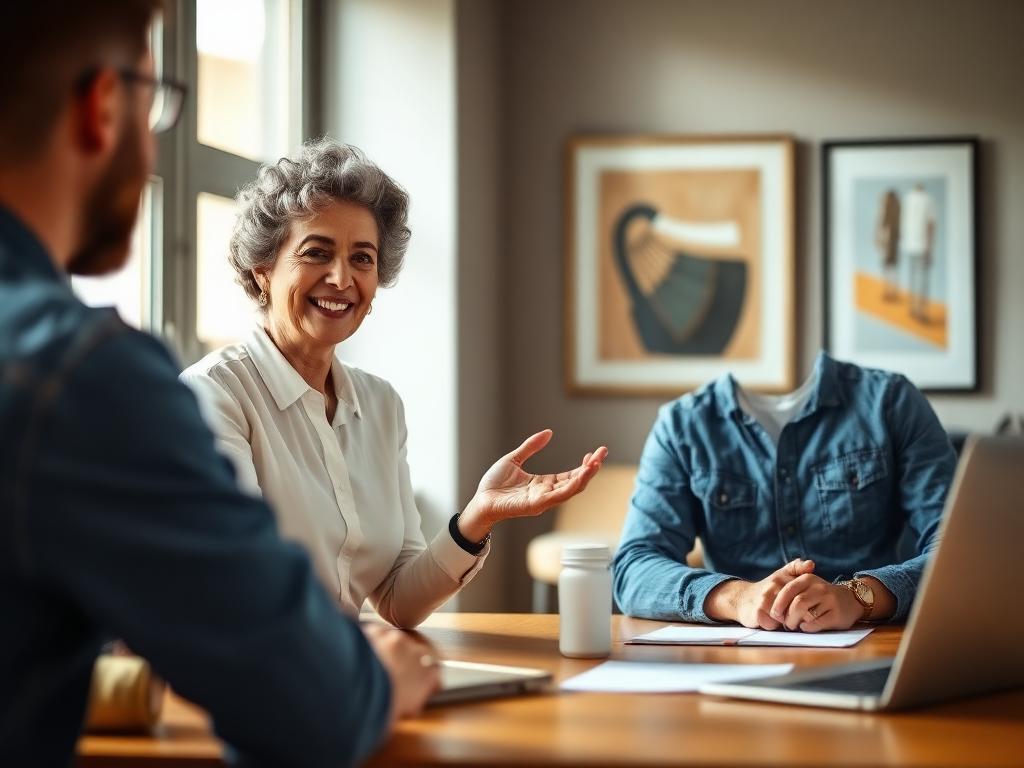 A senior mentor in conversation with a founder